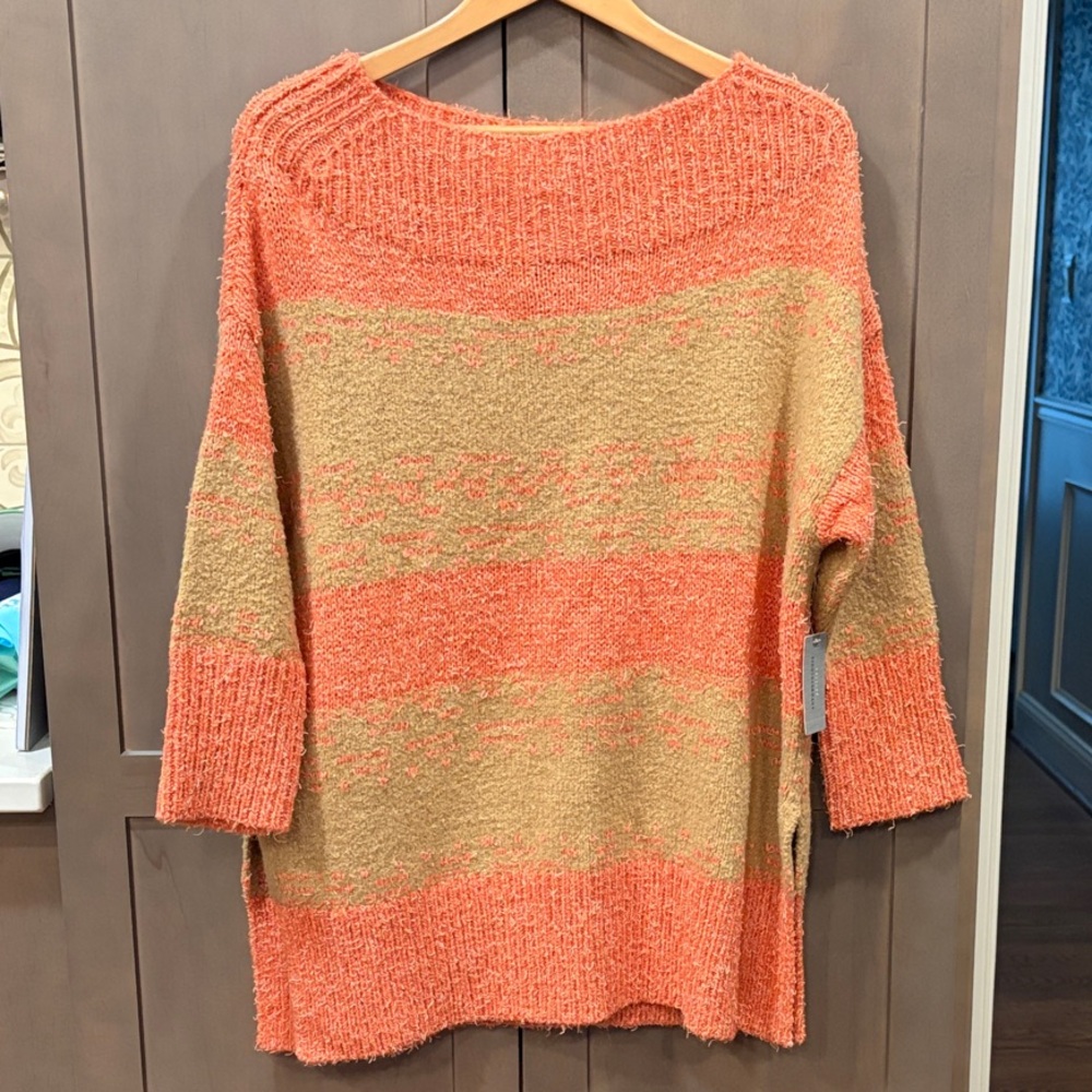 Anthropologie Peach and Tan Pilcroe Sweater - new with tags!